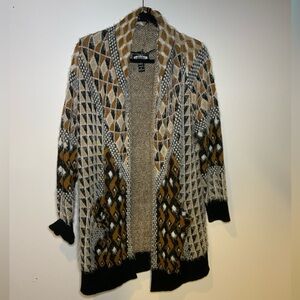 Olivers Geometric Cardigan in Black, Brown, and Cream